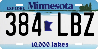 MN license plate 384LBZ