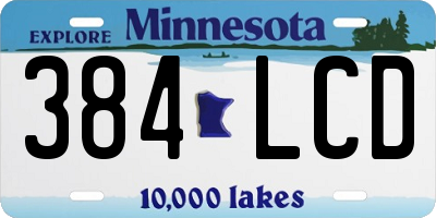 MN license plate 384LCD