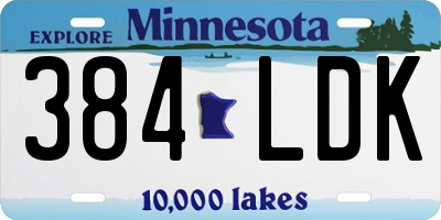 MN license plate 384LDK