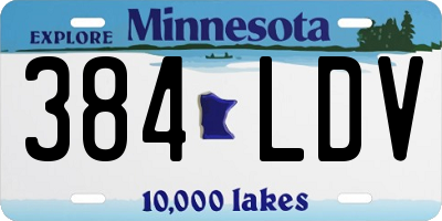 MN license plate 384LDV