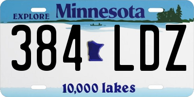 MN license plate 384LDZ
