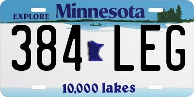 MN license plate 384LEG