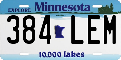 MN license plate 384LEM