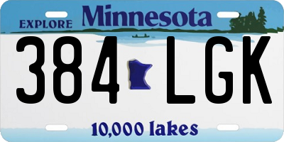MN license plate 384LGK