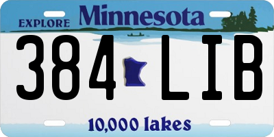 MN license plate 384LIB