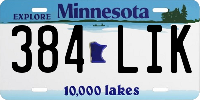 MN license plate 384LIK