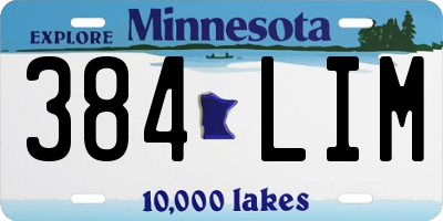 MN license plate 384LIM