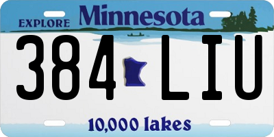 MN license plate 384LIU