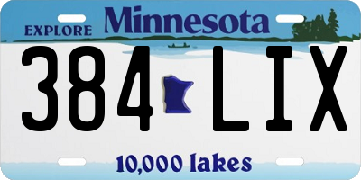 MN license plate 384LIX