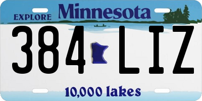 MN license plate 384LIZ
