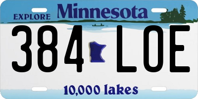 MN license plate 384LOE