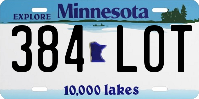 MN license plate 384LOT