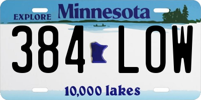 MN license plate 384LOW