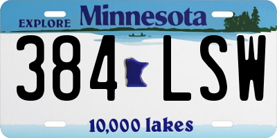 MN license plate 384LSW