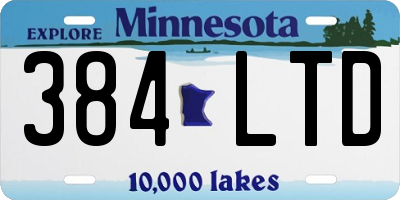 MN license plate 384LTD