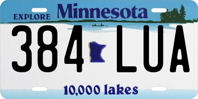 MN license plate 384LUA