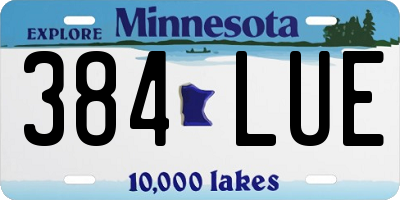 MN license plate 384LUE