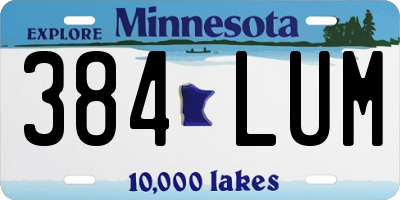 MN license plate 384LUM