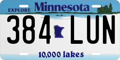 MN license plate 384LUN