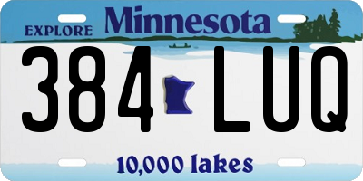 MN license plate 384LUQ
