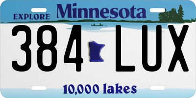 MN license plate 384LUX