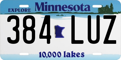 MN license plate 384LUZ