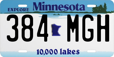 MN license plate 384MGH
