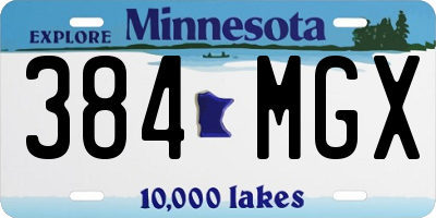 MN license plate 384MGX