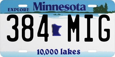 MN license plate 384MIG