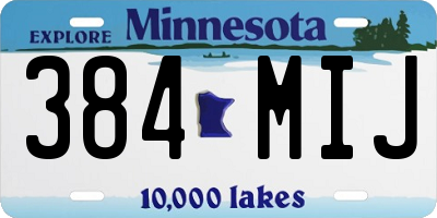 MN license plate 384MIJ
