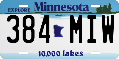 MN license plate 384MIW