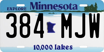MN license plate 384MJW