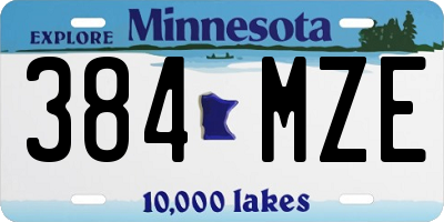 MN license plate 384MZE