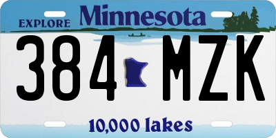 MN license plate 384MZK