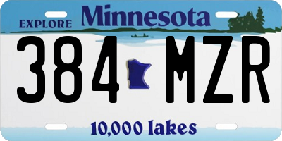 MN license plate 384MZR