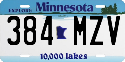MN license plate 384MZV