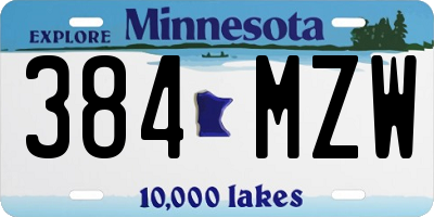 MN license plate 384MZW