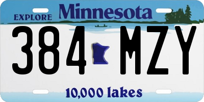MN license plate 384MZY