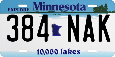 MN license plate 384NAK