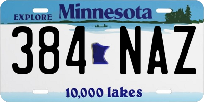 MN license plate 384NAZ
