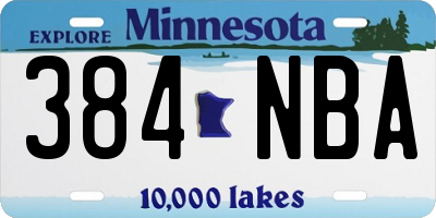 MN license plate 384NBA