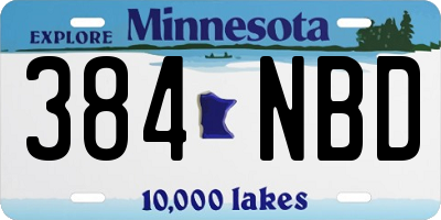 MN license plate 384NBD
