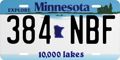 MN license plate 384NBF