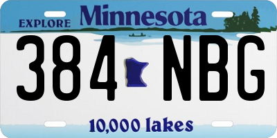 MN license plate 384NBG