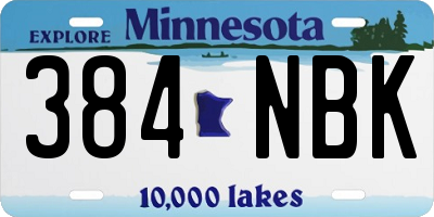 MN license plate 384NBK