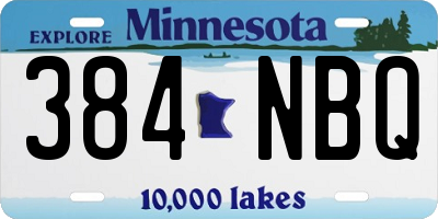 MN license plate 384NBQ