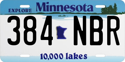 MN license plate 384NBR