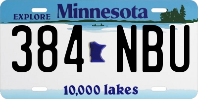 MN license plate 384NBU