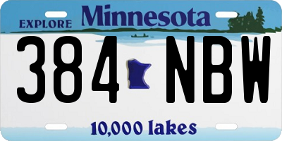 MN license plate 384NBW