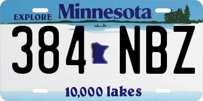 MN license plate 384NBZ